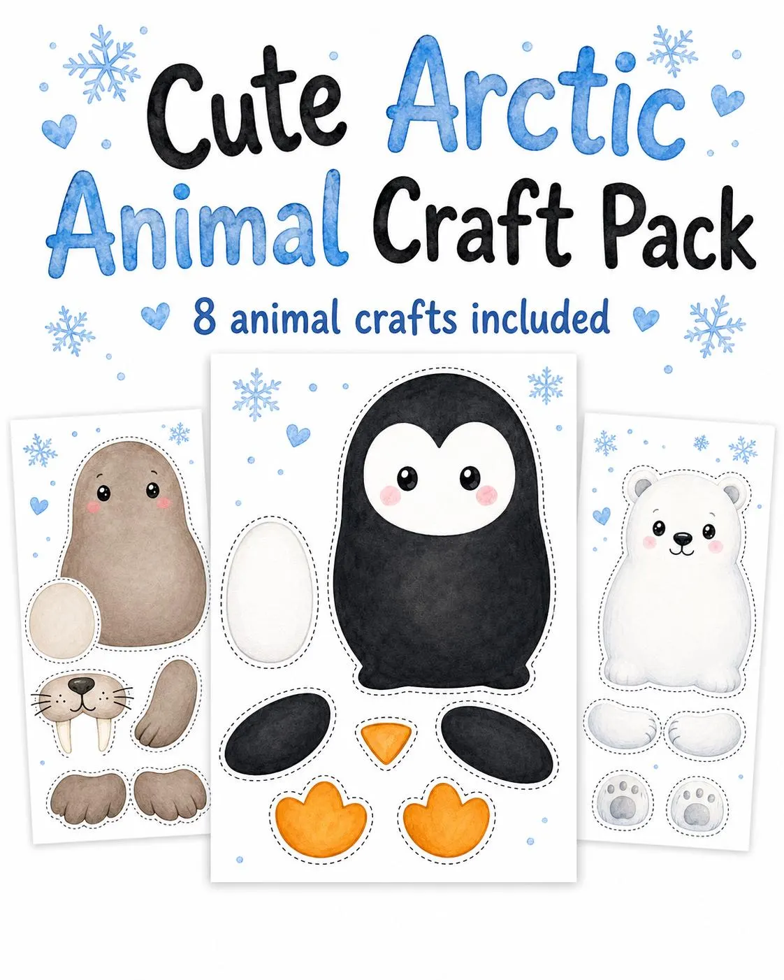 Arctic Animal Cut and Paste Crafts for Kids