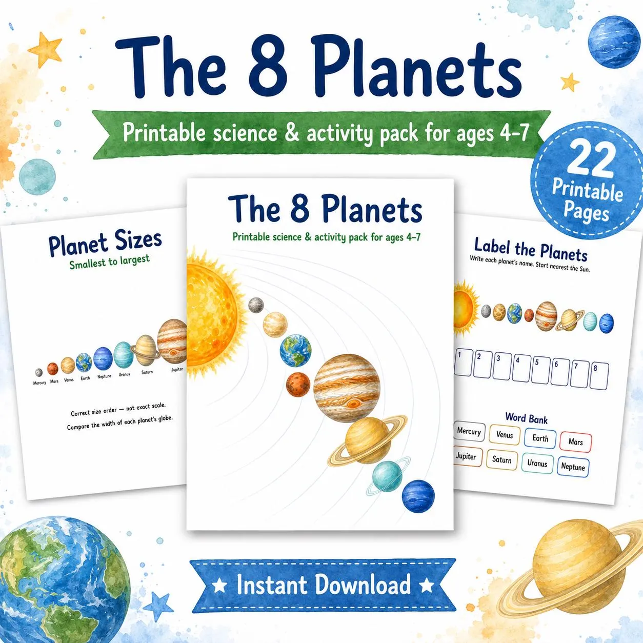 The 8 Planets Printable Workbook for Kids