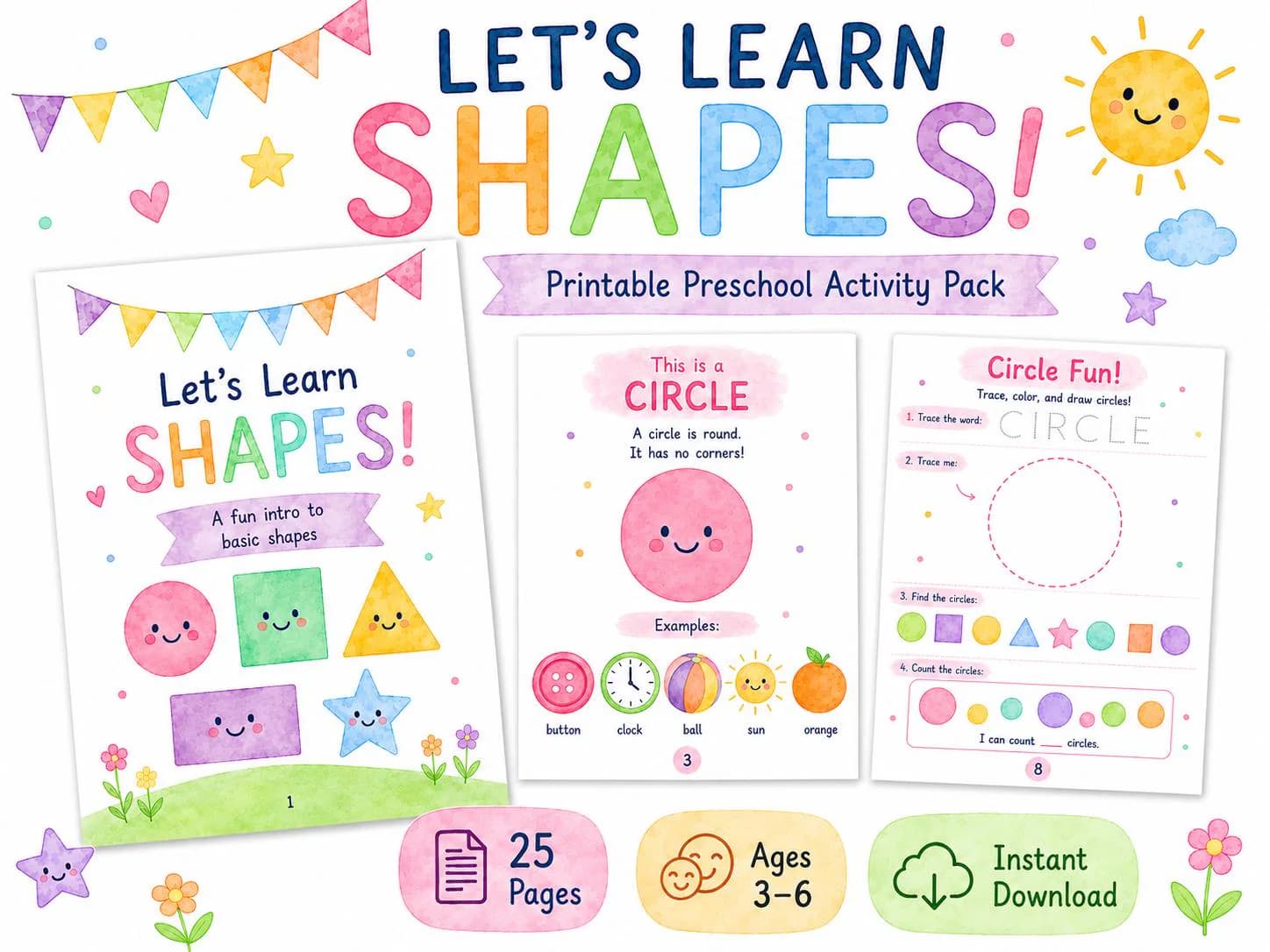 Printable Shapes Workbook for Preschool
