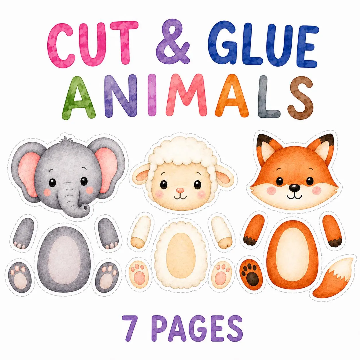 Cut and Glue Craft Animals Printable