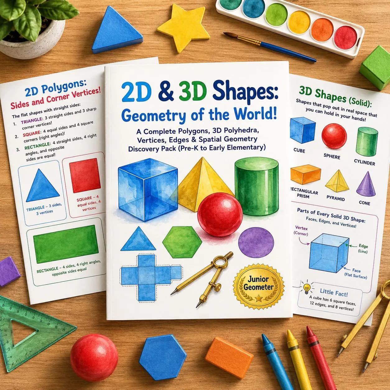 2D & 3D Shapes Geometry Workbook