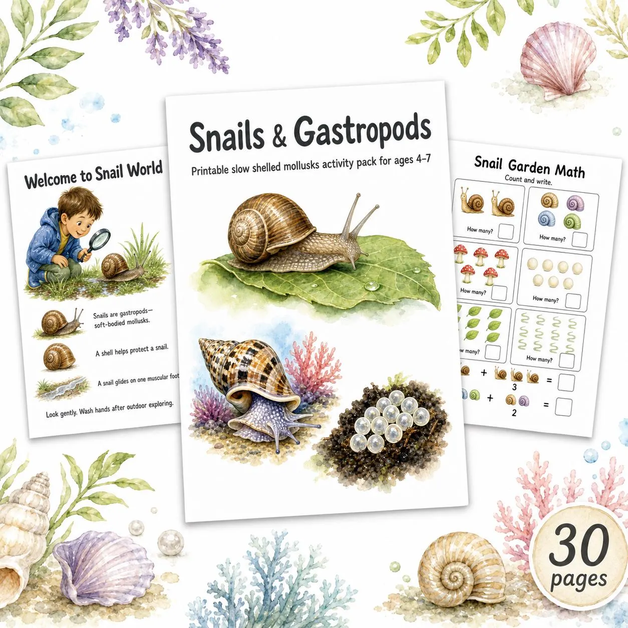 Snails & Gastropods Printable Science Activity Pack for Ages 4–7