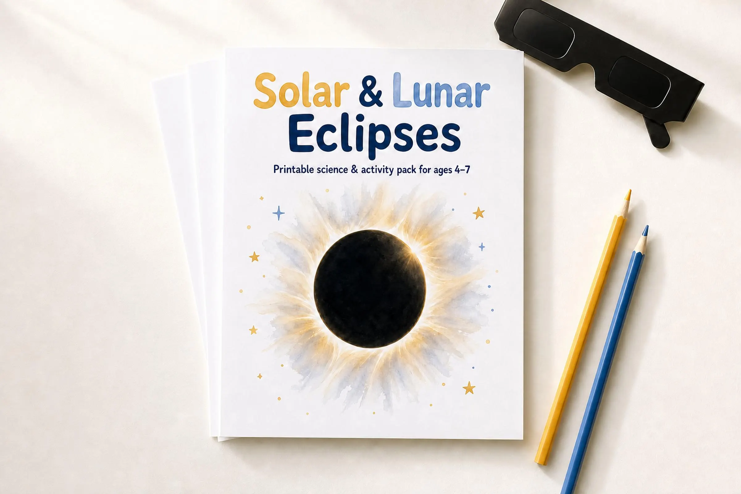 Solar & Lunar Eclipses Printable for Kids Ages 4–7