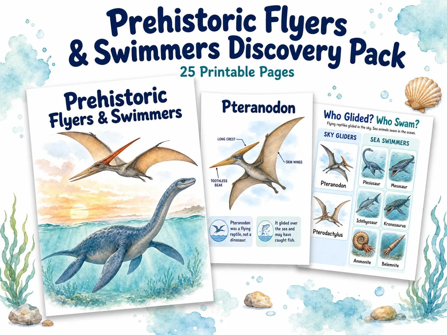 Prehistoric Flyers & Swimmers Printable Pack