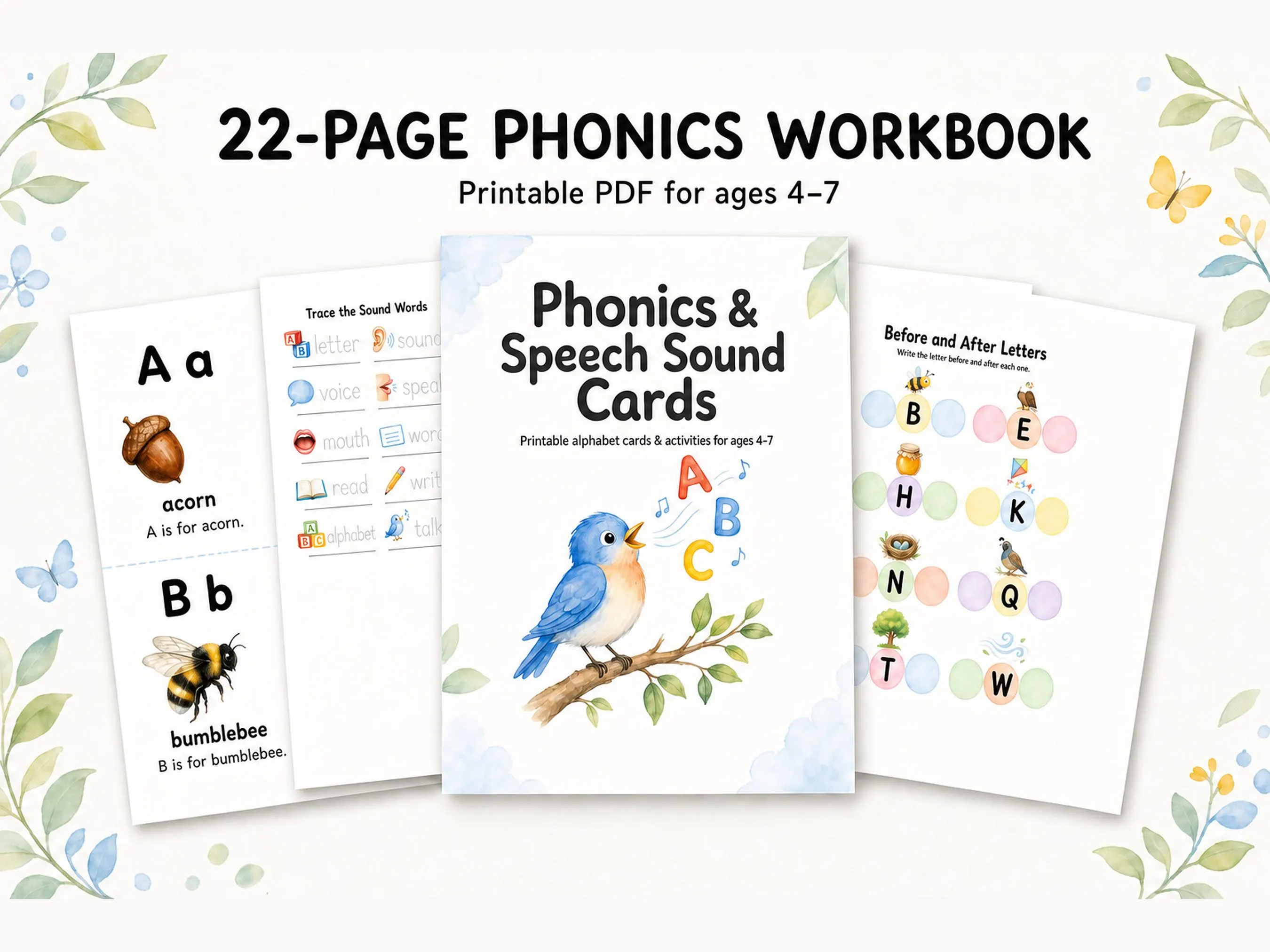 Phonics & Speech Sound Cards for Kids Ages 4-7
