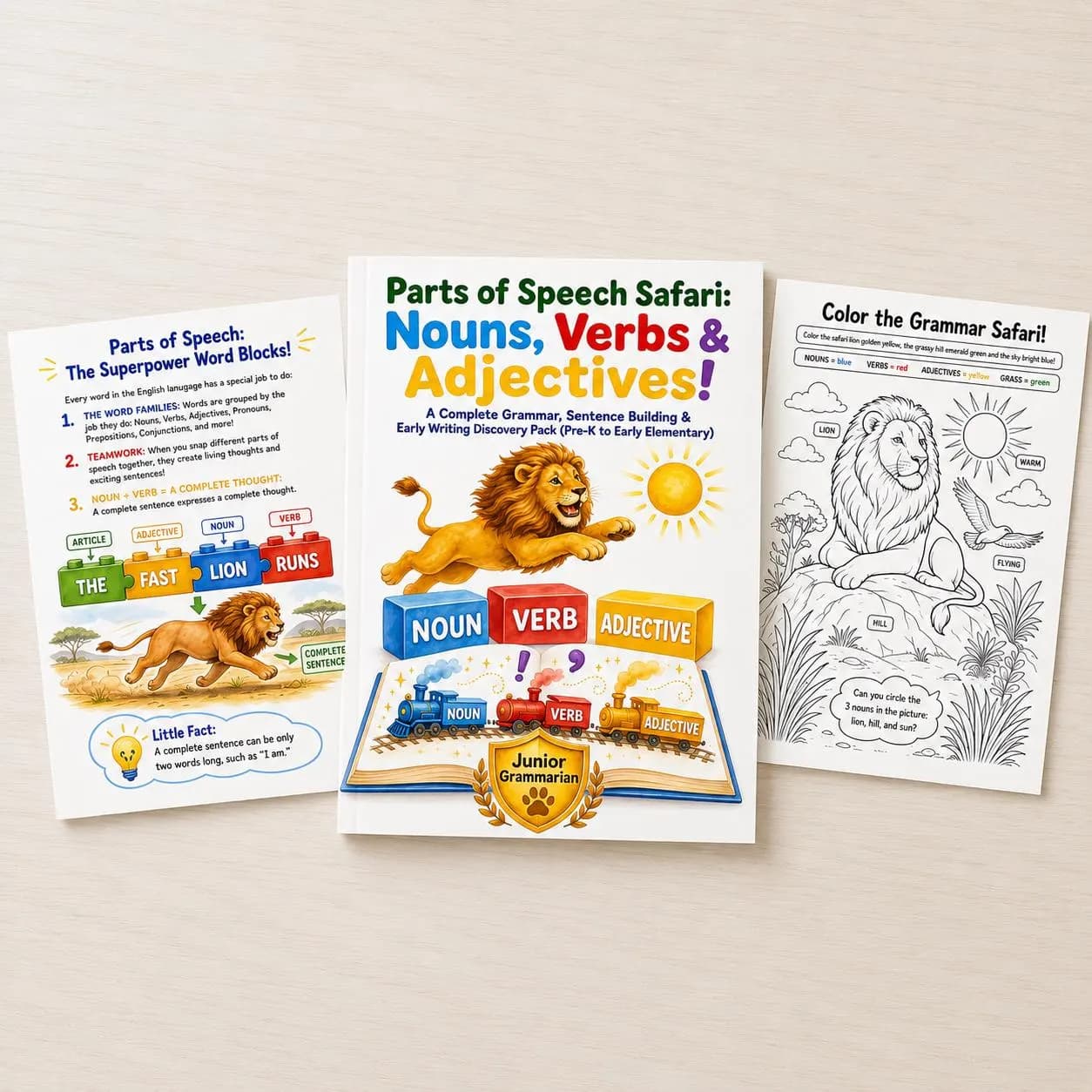 Parts of Speech Safari Printable Grammar Pack