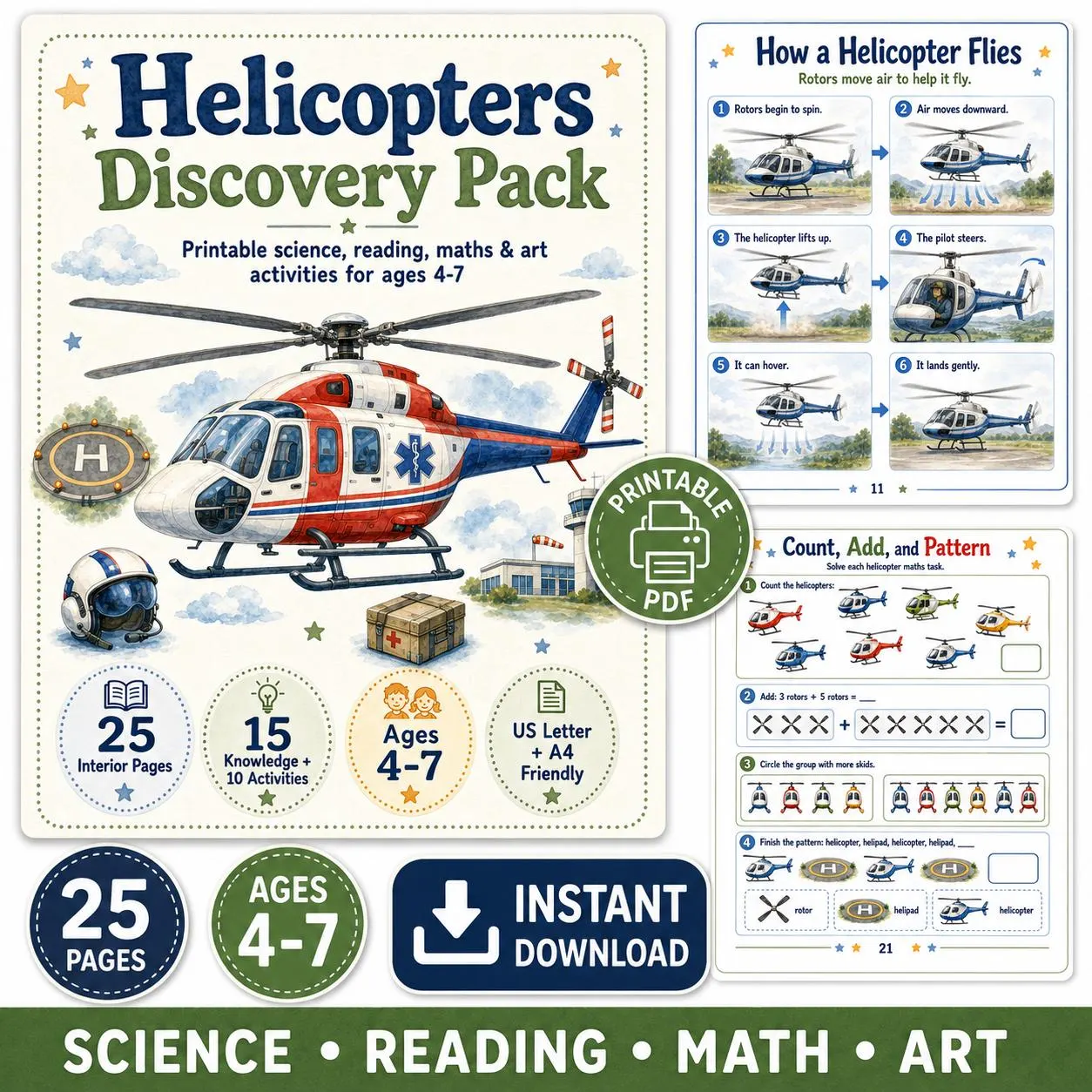 Helicopter Printable Activity Book for Kids