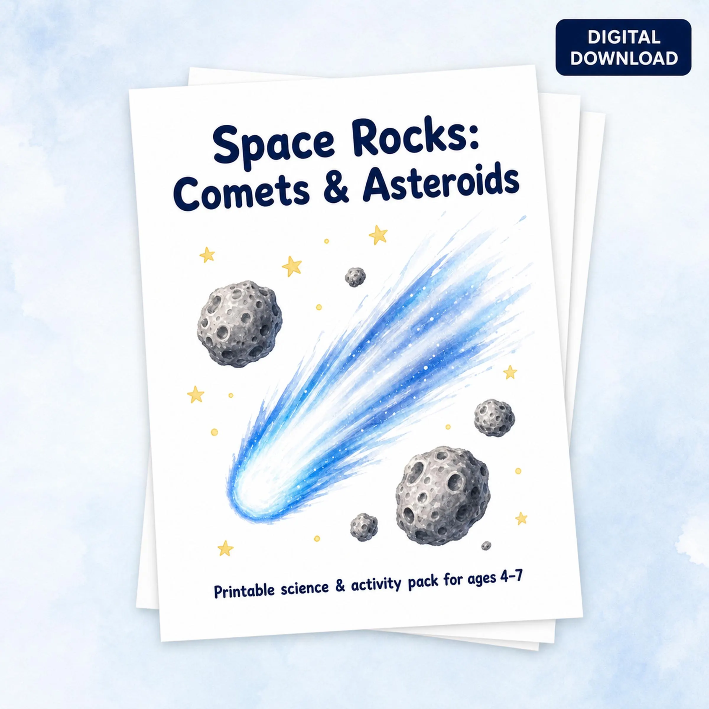 Space Rocks Printable Activity Pack for Kids Ages 4–7