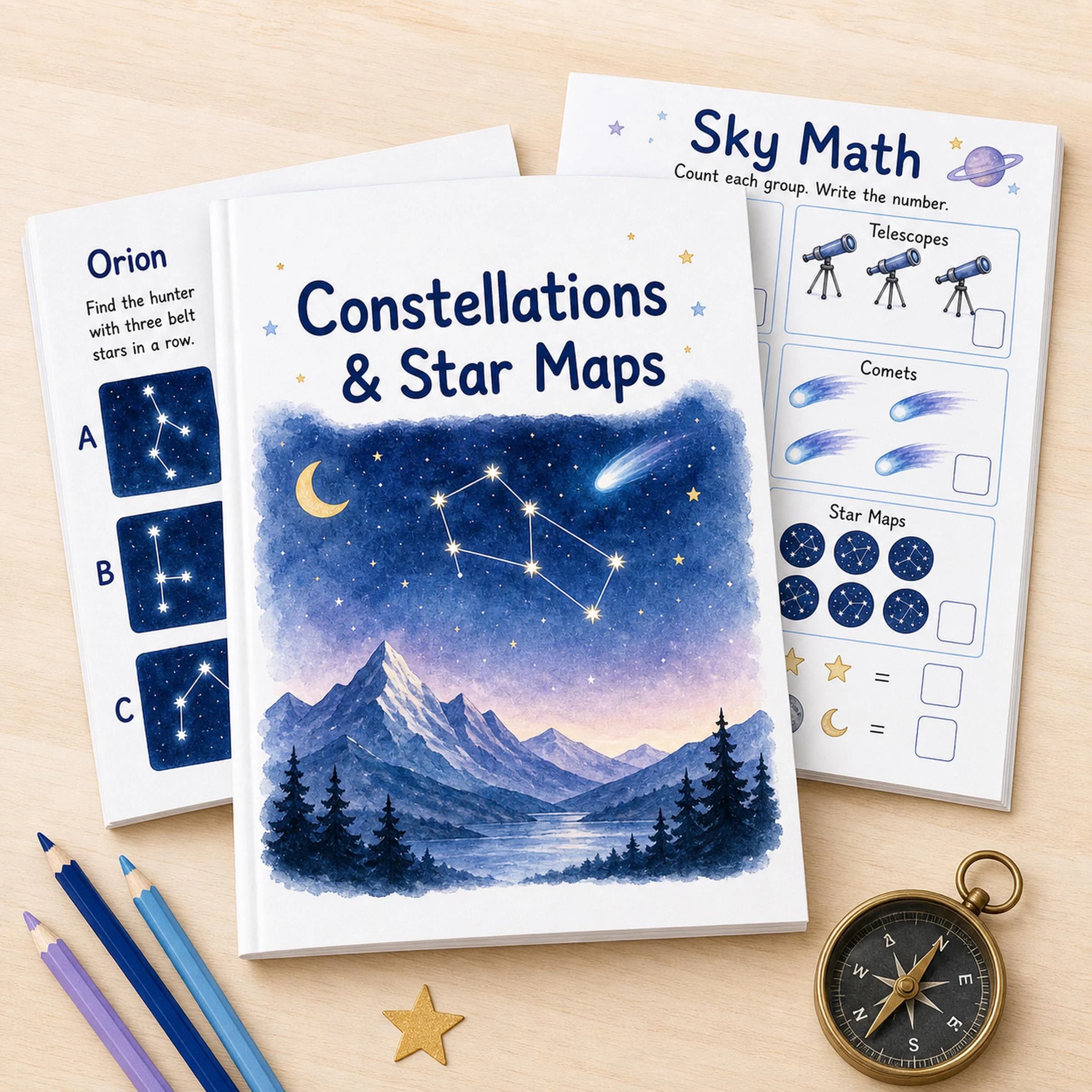 Constellations & Star Maps Printable for Kids Ages 4–7