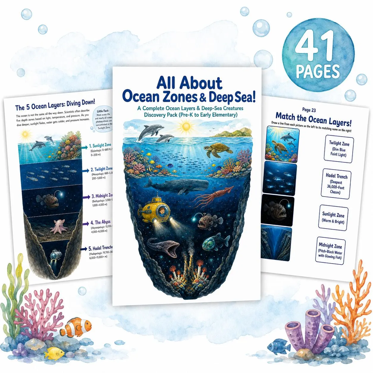 Ocean Zones Printable for Kids