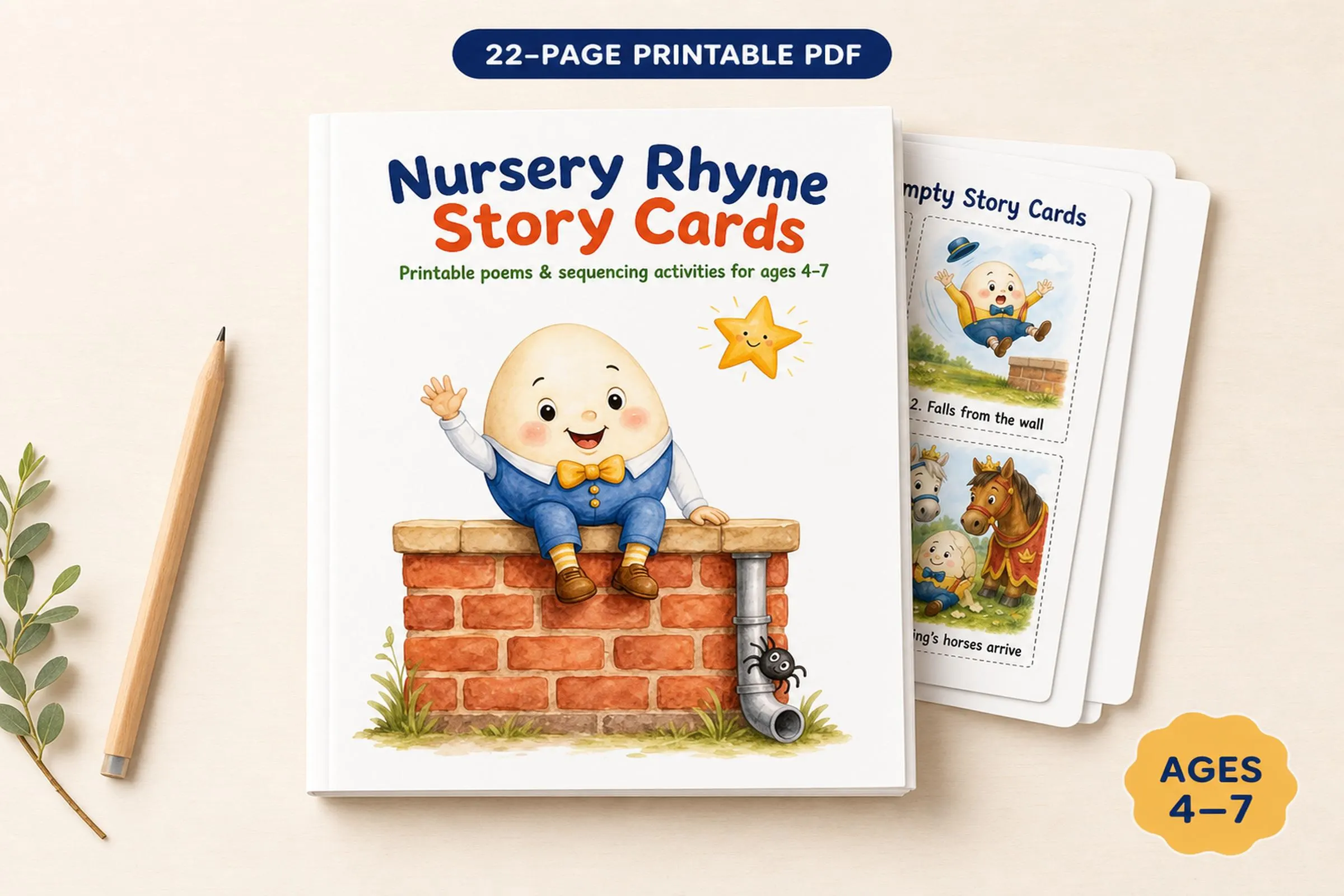 Nursery Rhyme Story Cards Printable for Kids Ages 4–7