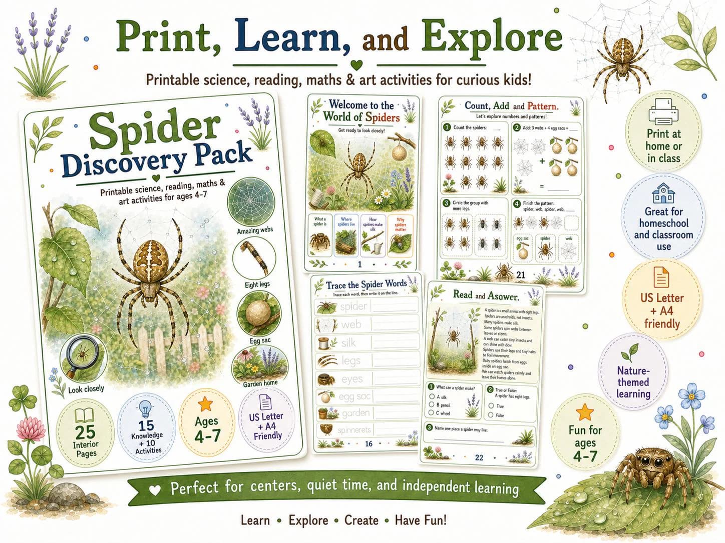 Spider Discovery Pack Printable
