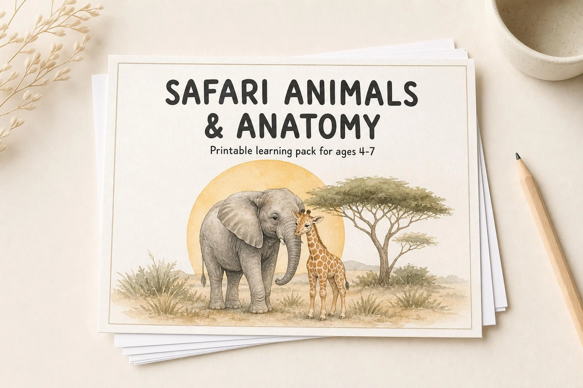 Safari Animals & Anatomy Printable for Kids Ages 4–7
